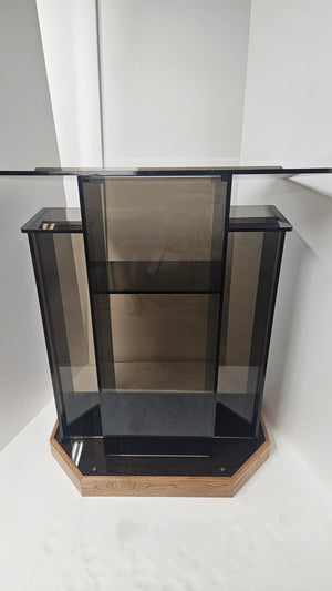 DCF - W23 Winged Church Pulpit - Bronze acrylic with angled Golden oak base