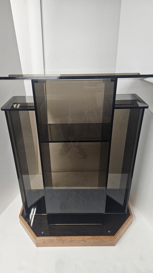 DCF - W23 Winged Church Pulpit - Bronze acrylic with angled Golden oak base