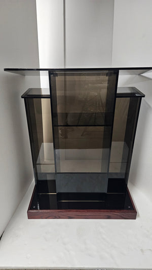 DCF - W24 Winged Church Pulpit - Bronze acrylic with Mahogany wood base