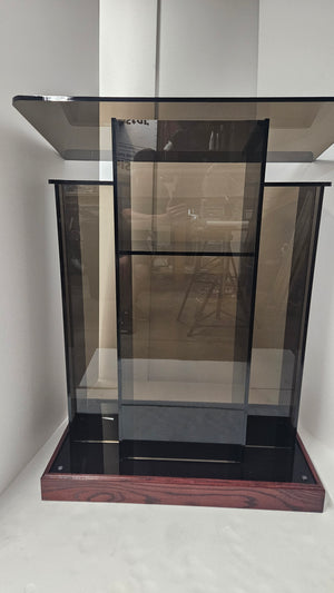 DCF - W24 Winged Church Pulpit - Bronze acrylic with Mahogany wood base