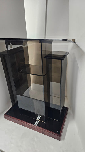 DCF - W24 Winged Church Pulpit - Bronze acrylic with Mahogany wood base
