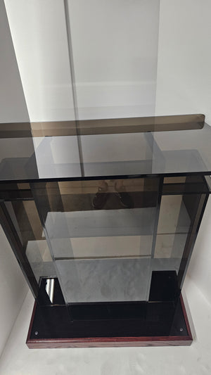 DCF - W24 Winged Church Pulpit - Bronze acrylic with Mahogany wood base
