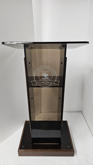 DCF-P27 Smoked Bronze Church Pulpit Kona Base, Sideboards and Logo