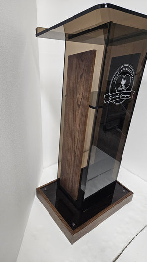 DCF-P27 Smoked Bronze Church Pulpit Kona Base, Sideboards and Logo