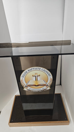 DCF-P28 Smoked bronze Church Pulpit Golden Oak Base, Sideboards and Logo