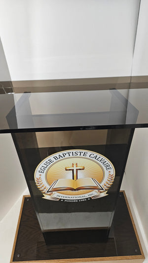 DCF-P28 Smoked bronze Church Pulpit Golden Oak Base, Sideboards and Logo