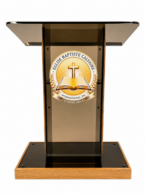 DCF-P28 Smoked bronze Church Pulpit Golden Oak Base, Sideboards and Logo
