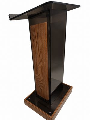 DCF-P33 Clear Acrylic Church Pulpit with Provincial Base and Sideboards