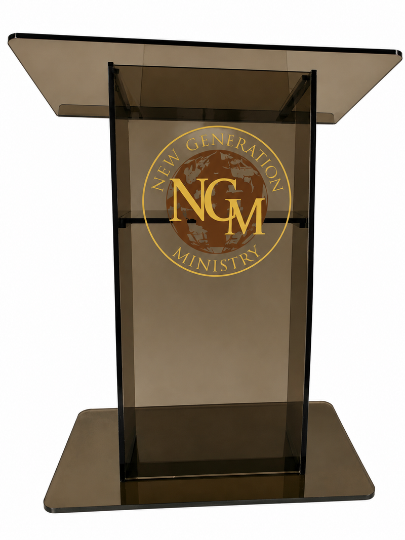 DCF-P35 Smoked Bronze Acrylic Church Pulpit with Logo