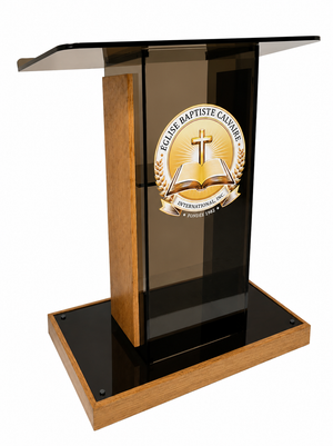DCF-P28 Smoked bronze Church Pulpit Golden Oak Base, Sideboards and Logo
