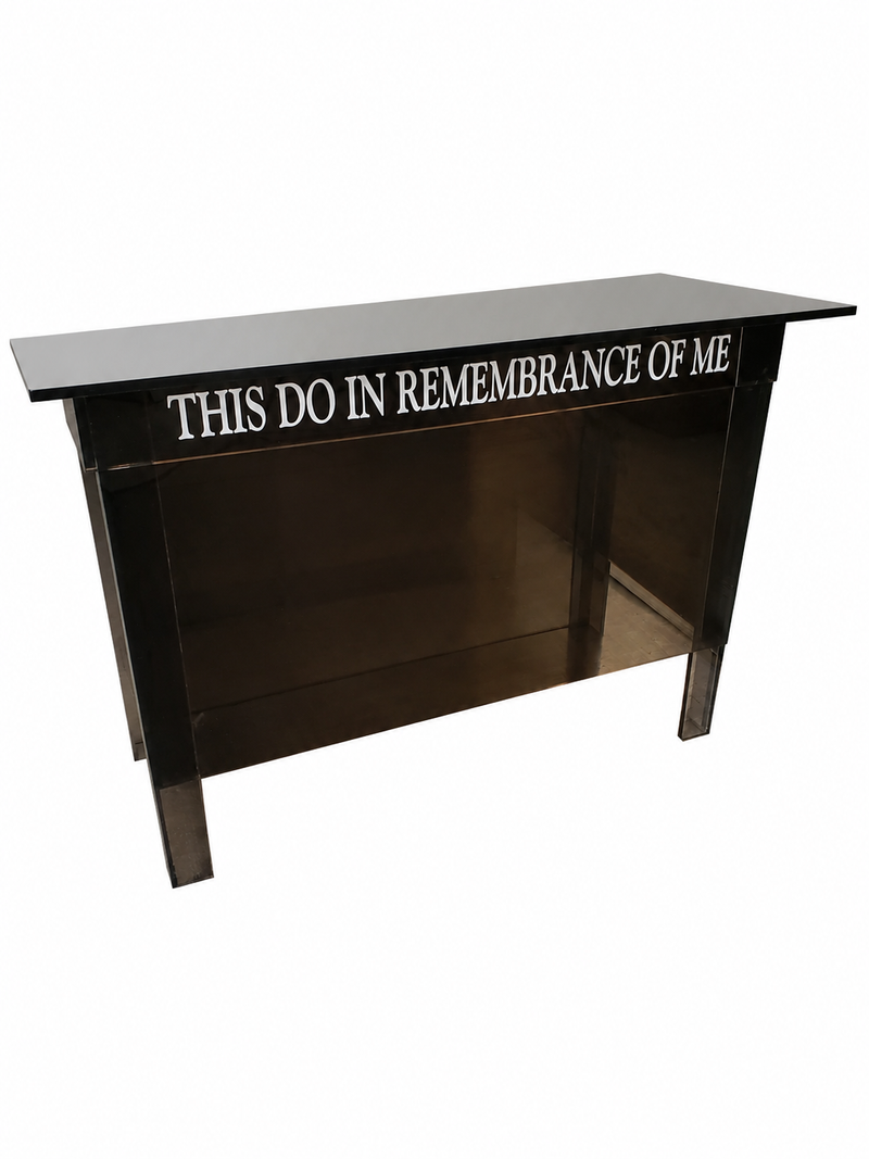 DCF-CT4 Smoked Bronze Acrylic Communion Table, enclosed front, sides and back